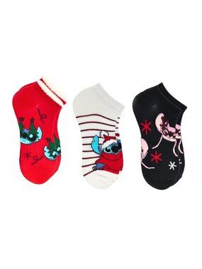 DISNEY STITCH WOMEN'S HOLIDAY NO - SHOW SOCKS  3-PACK SIZE 4-10-NWT
